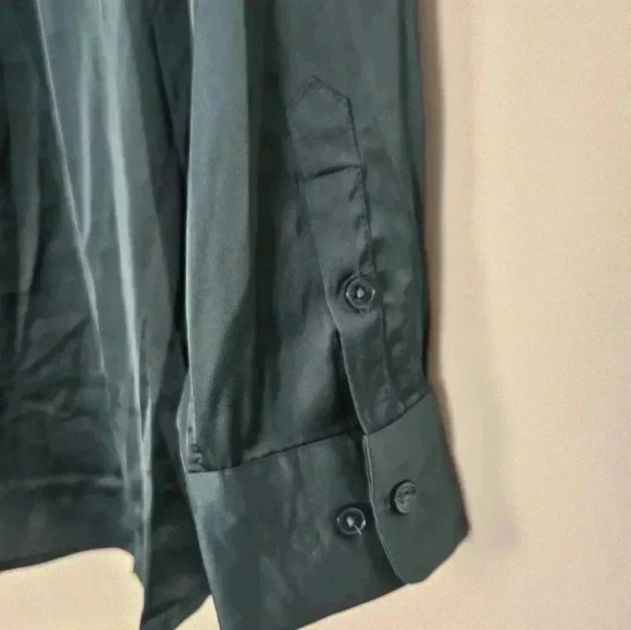 Equipment  NWT June Bug Emerald Satin Classic Signature Top - Picture 6 of 11